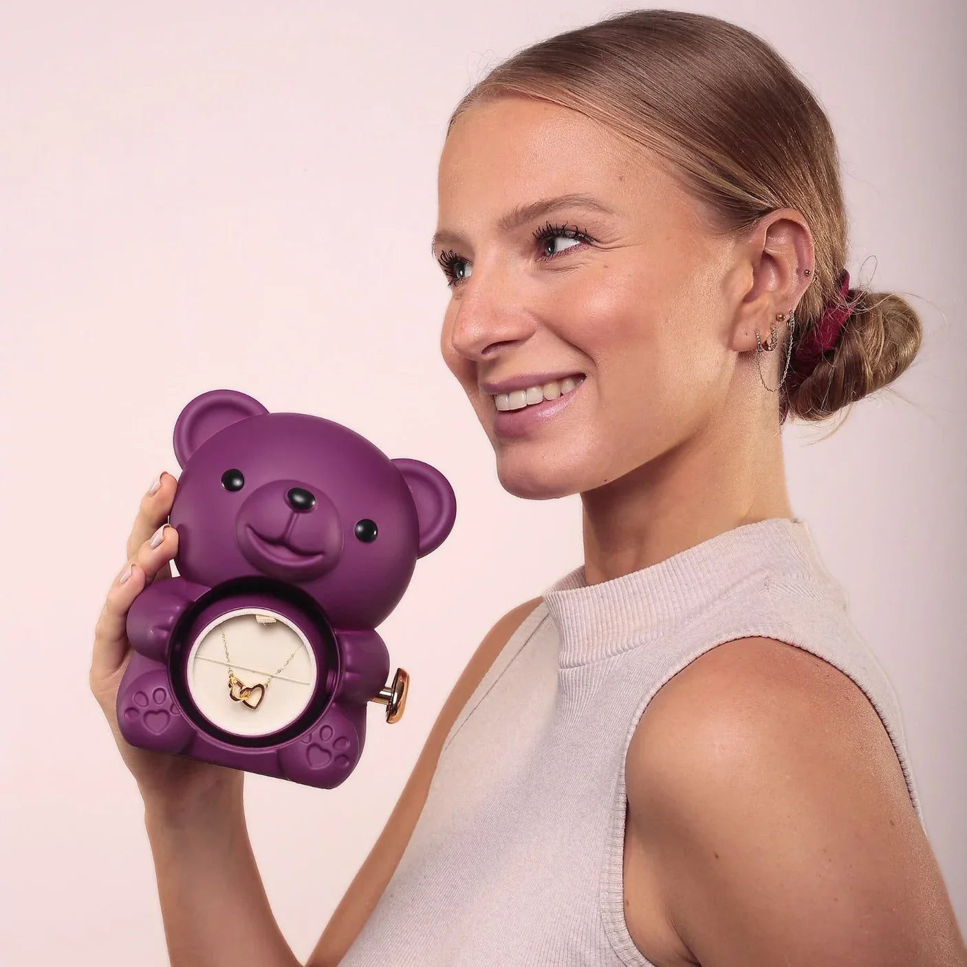 Oso de Rosa Eterna & Collar Personalizado