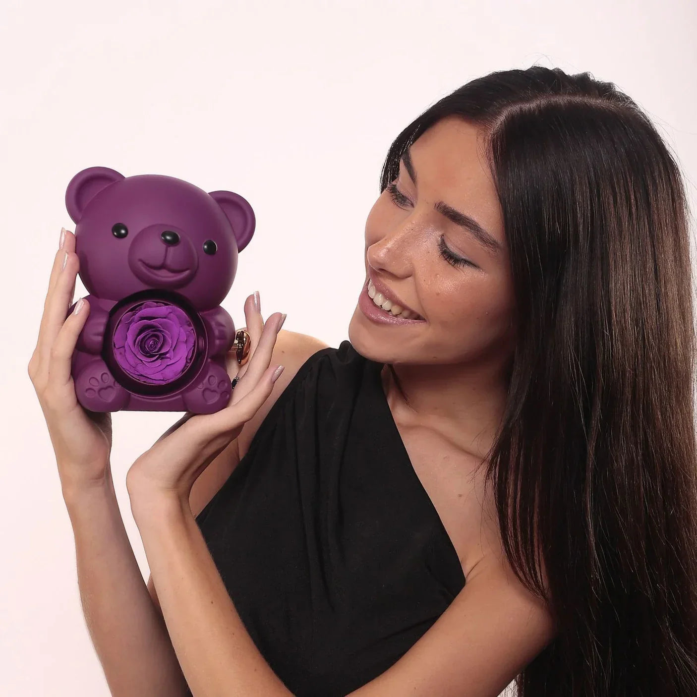 Oso de Rosa Eterna & Collar Personalizado