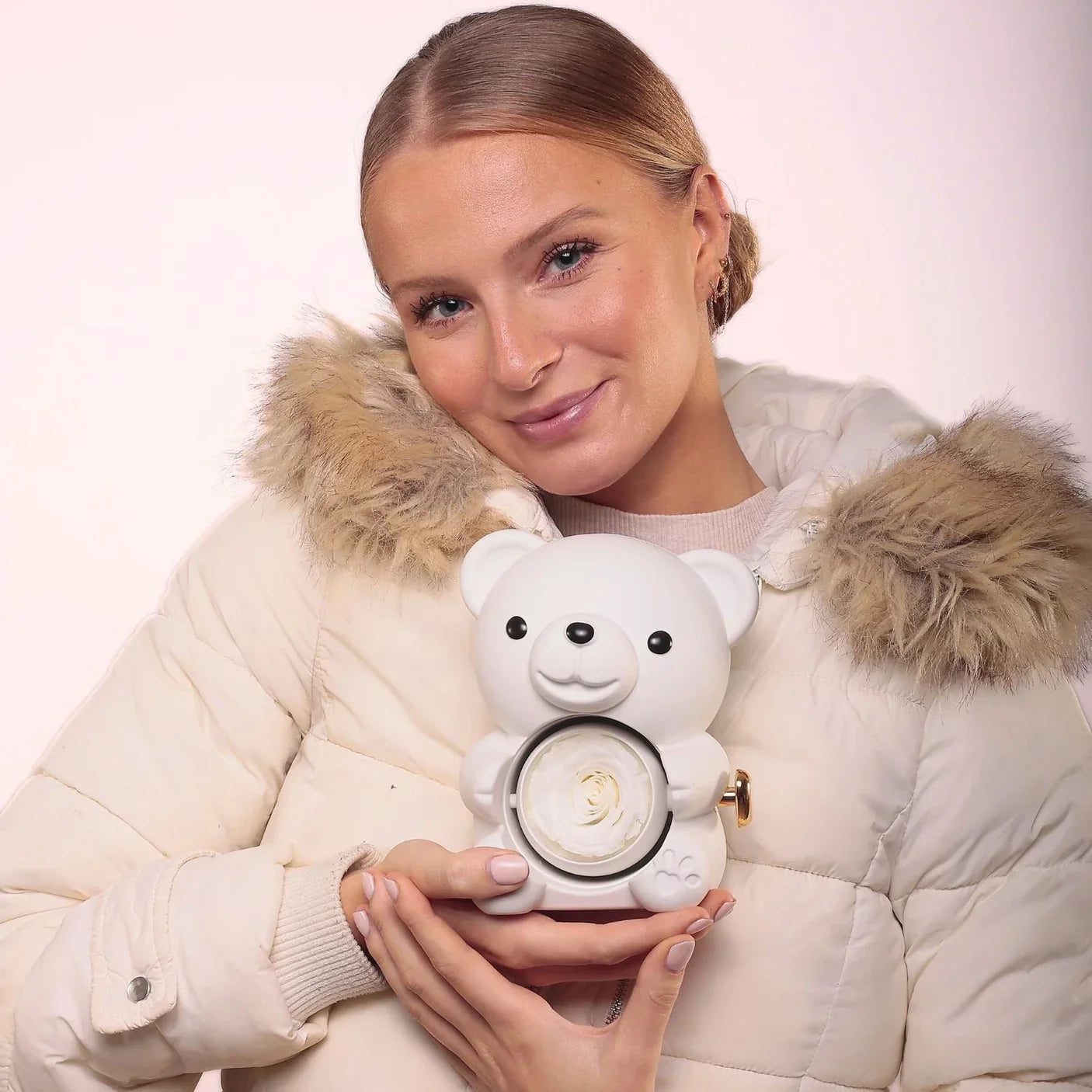 Oso de Rosa Eterna & Collar Personalizado